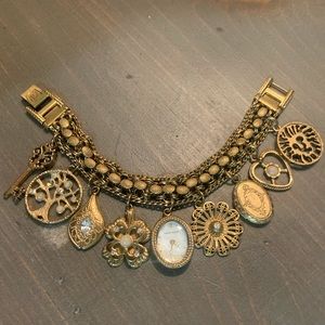 Anne Klein golden bracelet charms watch